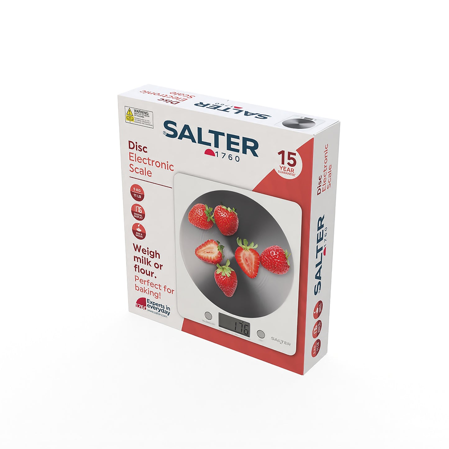 Salter Disc Digital Kitchen Scale 5kg White & S/Steel