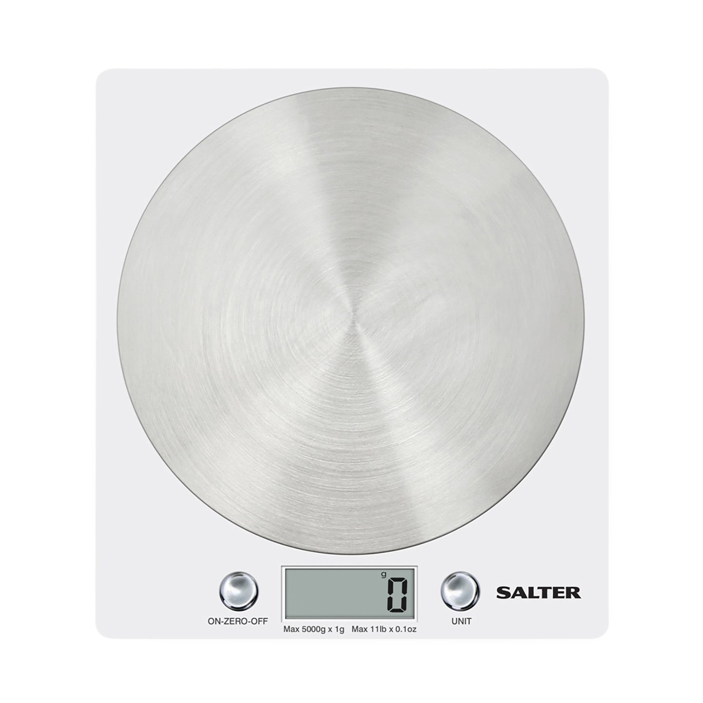 Salter Disc Digital Kitchen Scale 5kg White & S/Steel