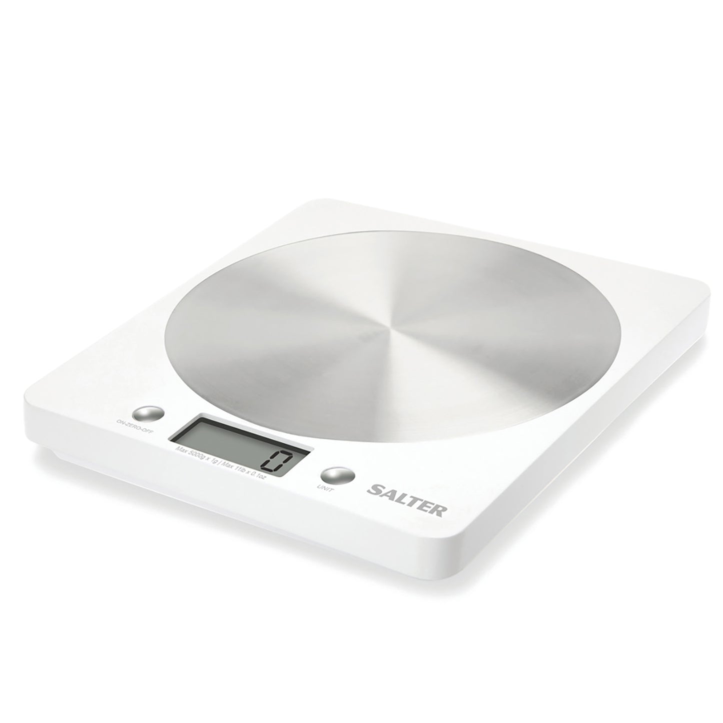 Salter Disc Digital Kitchen Scale 5kg White & S/Steel