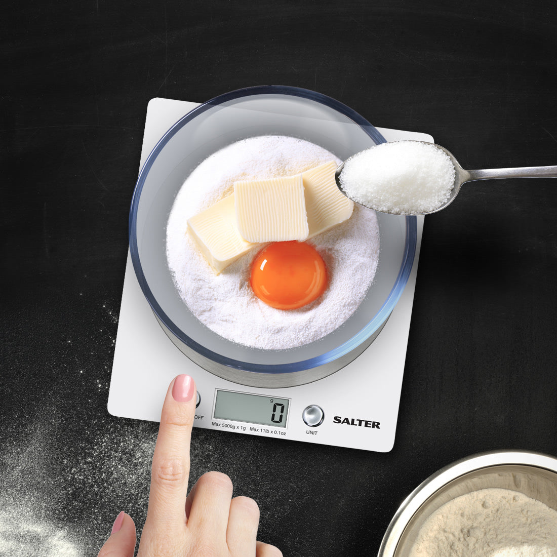 Salter Disc Digital Kitchen Scale 5kg White & S/Steel