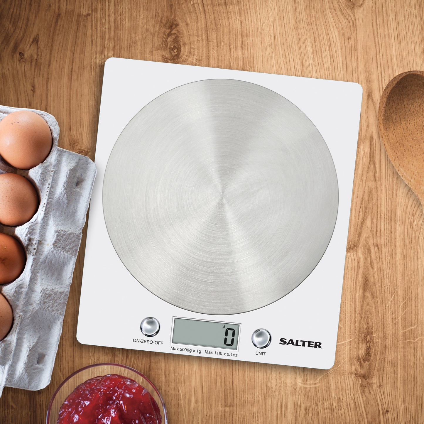 Salter Disc Digital Kitchen Scale 5kg White & S/Steel