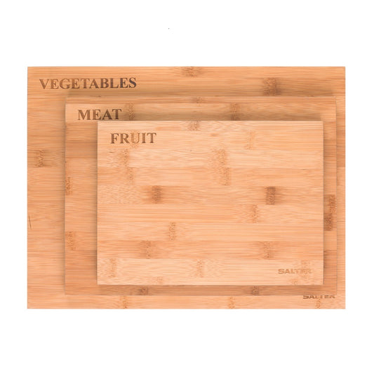 Salter 3 Piece Bamboo Chopping Board Modern Design Set For Fruit Meat Vegetable